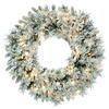 Photograph of 42" Flkd Snow Ridge Wreath LED100 WmWht