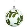Photograph of 3" White Matte Ball Green Flock Leaf 6Bx