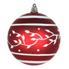 Photograph of 4" Red Matte Ball White Floral 4/Box