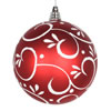 Photograph of 4" Red Matte Ball White Floral 4/Box