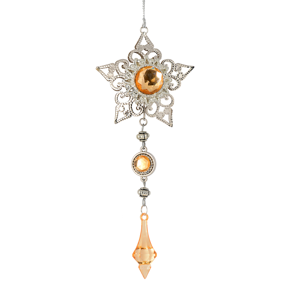 6.5" Rose Gold Metal Star Dangle Orn 2Bg
