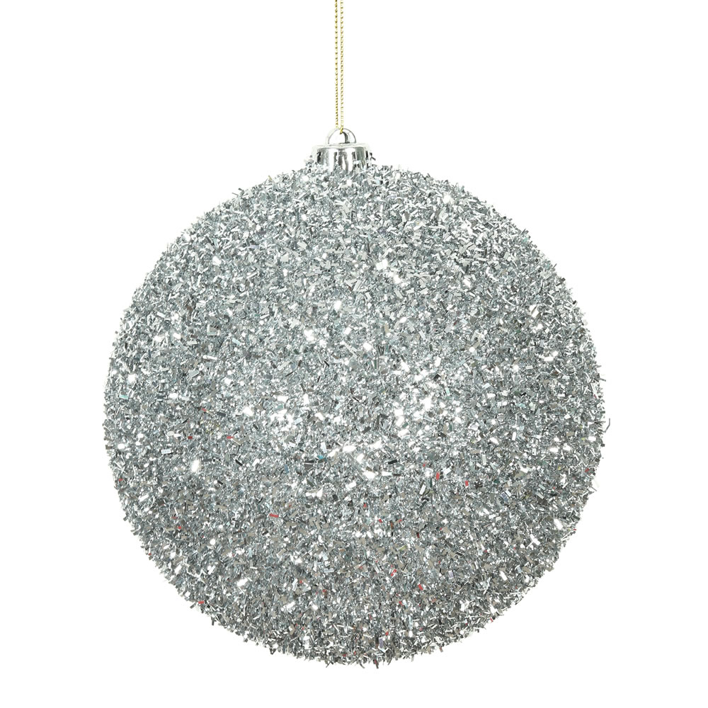 6" Silver Tinsel Ball 2/Bag