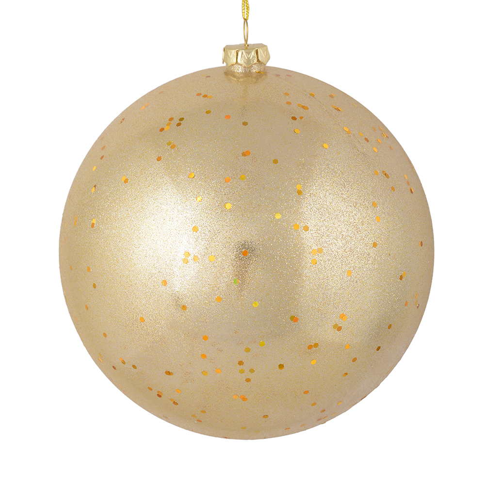 4" Champagne Glitter Clear Ball 6/Bag