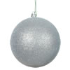 Photograph of 4" Silver Glitter Ball Drilled 6/Bag