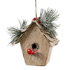 Photograph of 7" Birch Bird House Icy Pine Berry