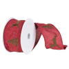 Photograph of 2.5" x 10yd Deep Red Burlap Green Decor