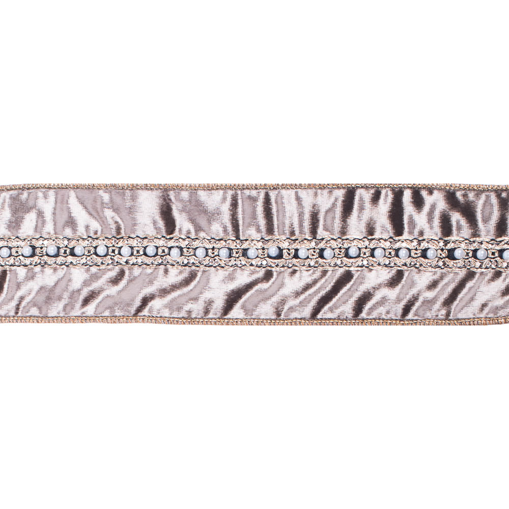 2.5" x 5Yd Platinum Velvet Pearl Trim