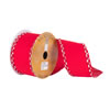 Photograph of 2.5" x 10yd Red Velvet White Silver Edge