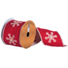 Photograph of 4" x 5yd Red, Tan Embr Snowflake Button