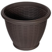 12x6x9" Brown Woven Round Pot HDPE