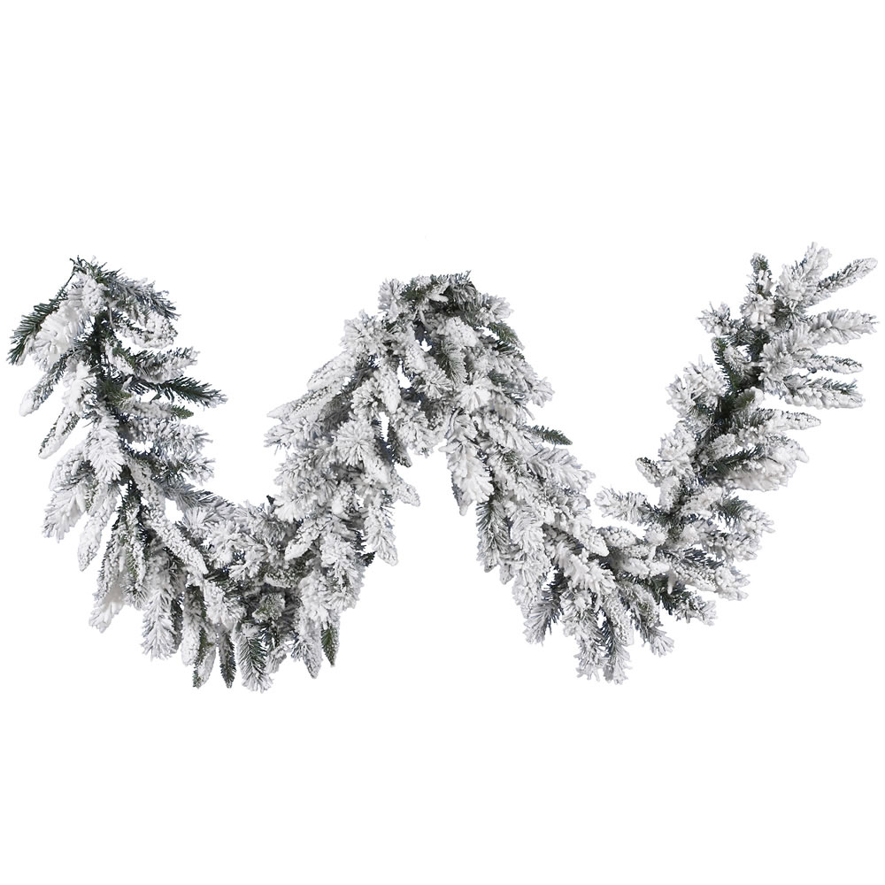 Vickerman Artificial Flocked Snow Ridge Garland