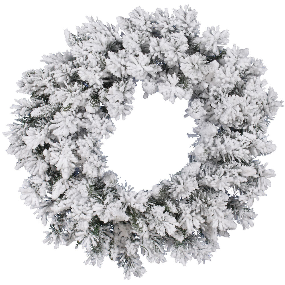 Vickerman Artificial Flocked Snow Ridge Wreath