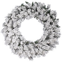 48" Flocked Snow Ridge Wreath 300T