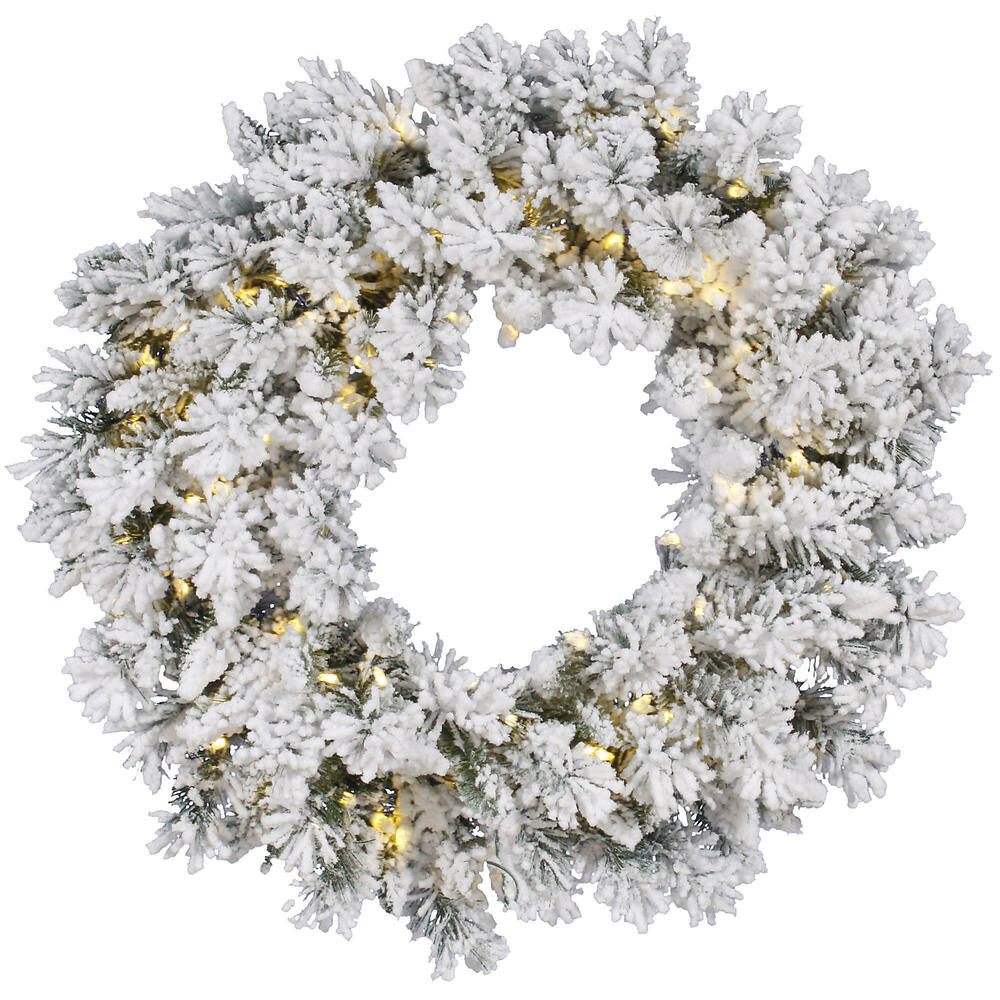Vickerman Artificial Flocked Snow Ridge Wreath