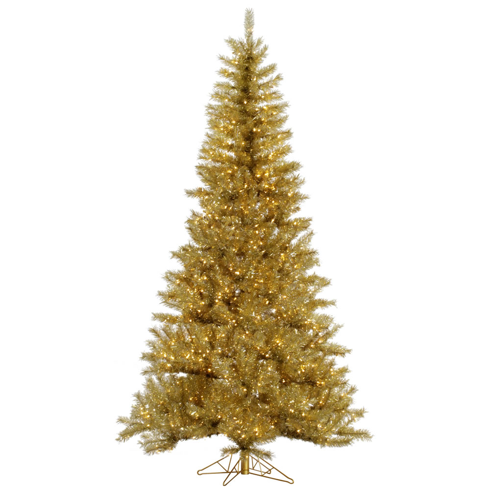 Vickerman Gold Tinsel Artificial Christmas Tree