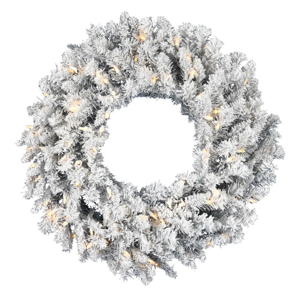 Vickerman Artificial Frosted Silver Wreath Wreath
