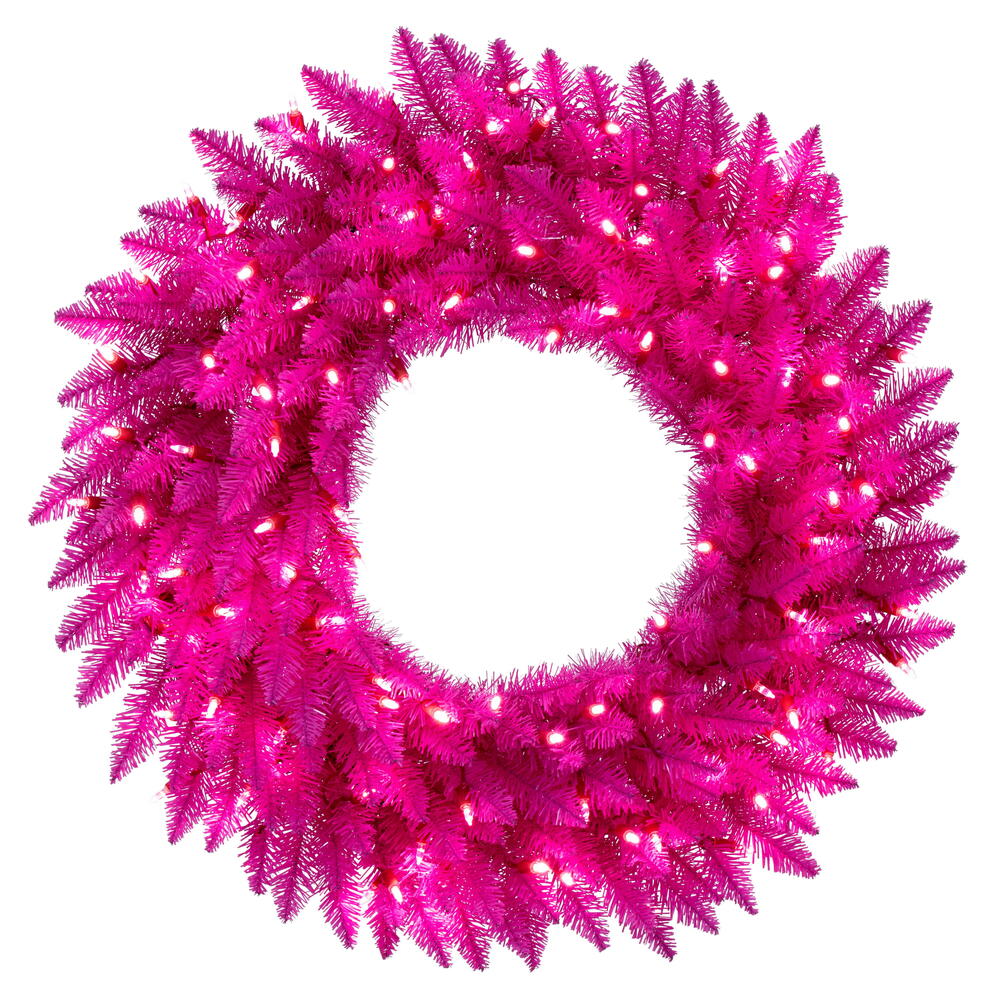 Vickerman Hot Pink Artificial Wreath