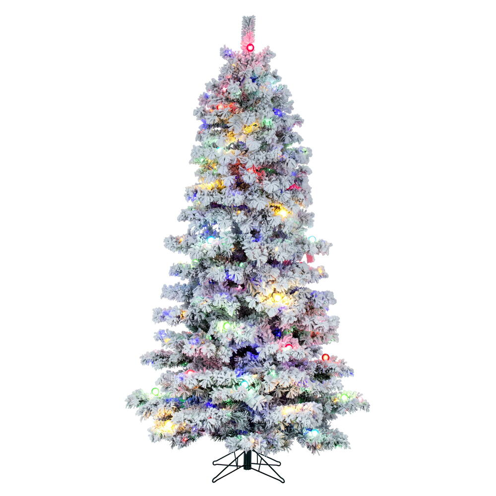 Vickerman Flocked Slim Alaskan Artificial Christmas Tree