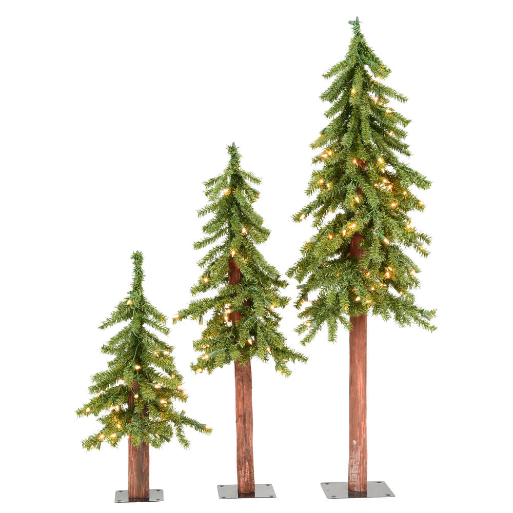Vickerman Natural Alpine Artificial Christmas Tree Set 