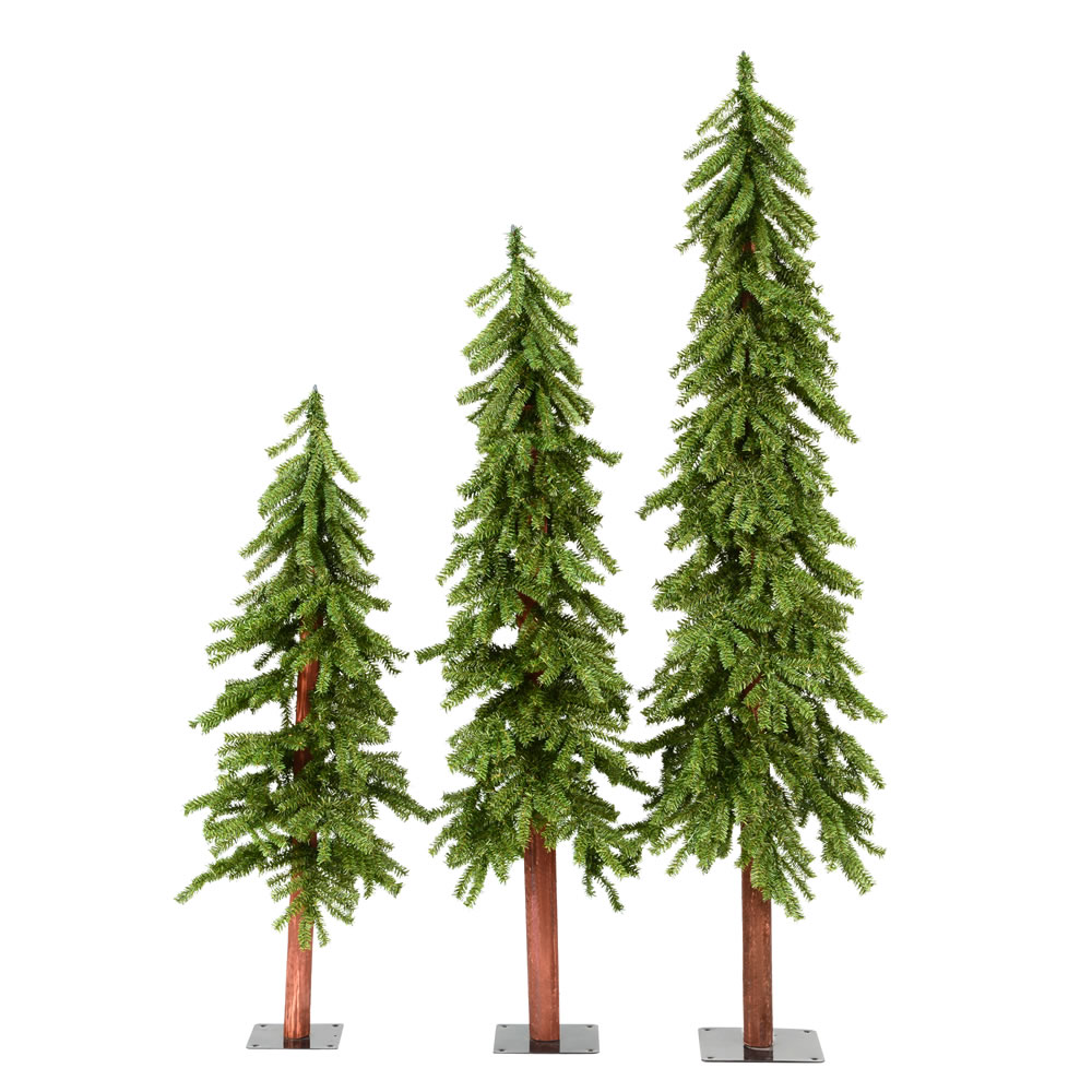 Vickerman Natural Alpine Artificial Christmas Tree Set 