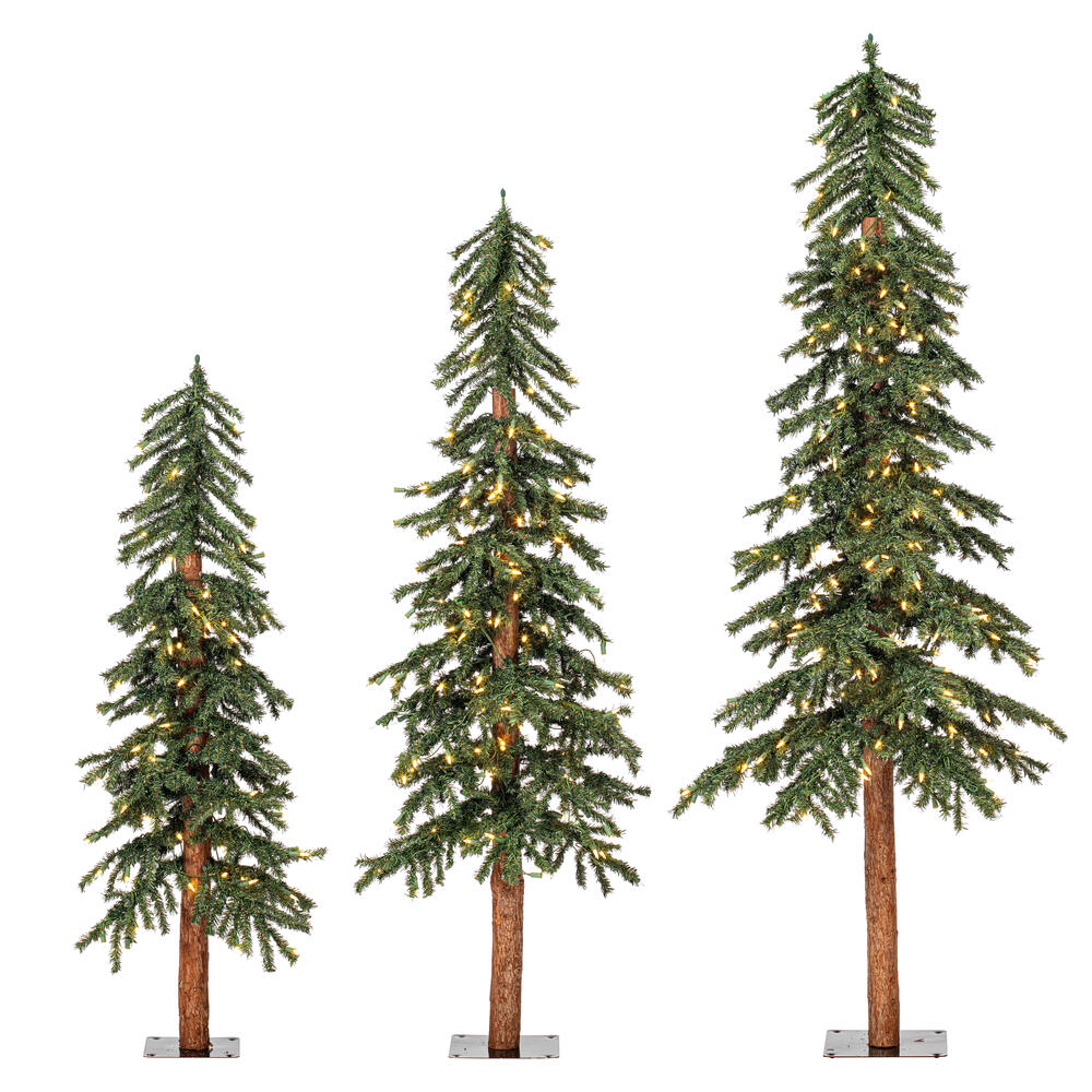 Vickerman Natural Alpine Artificial Christmas Tree Set 
