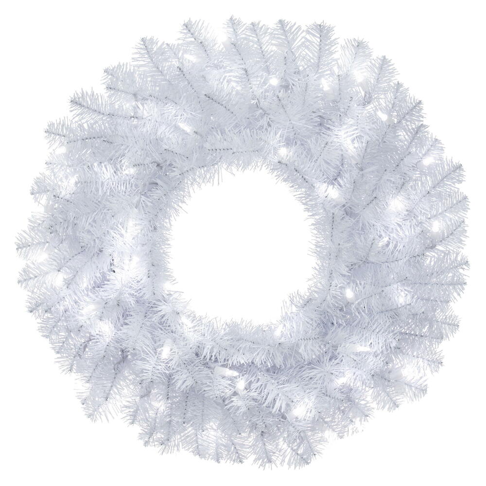 Vickerman Artificial Crystal White Wreath