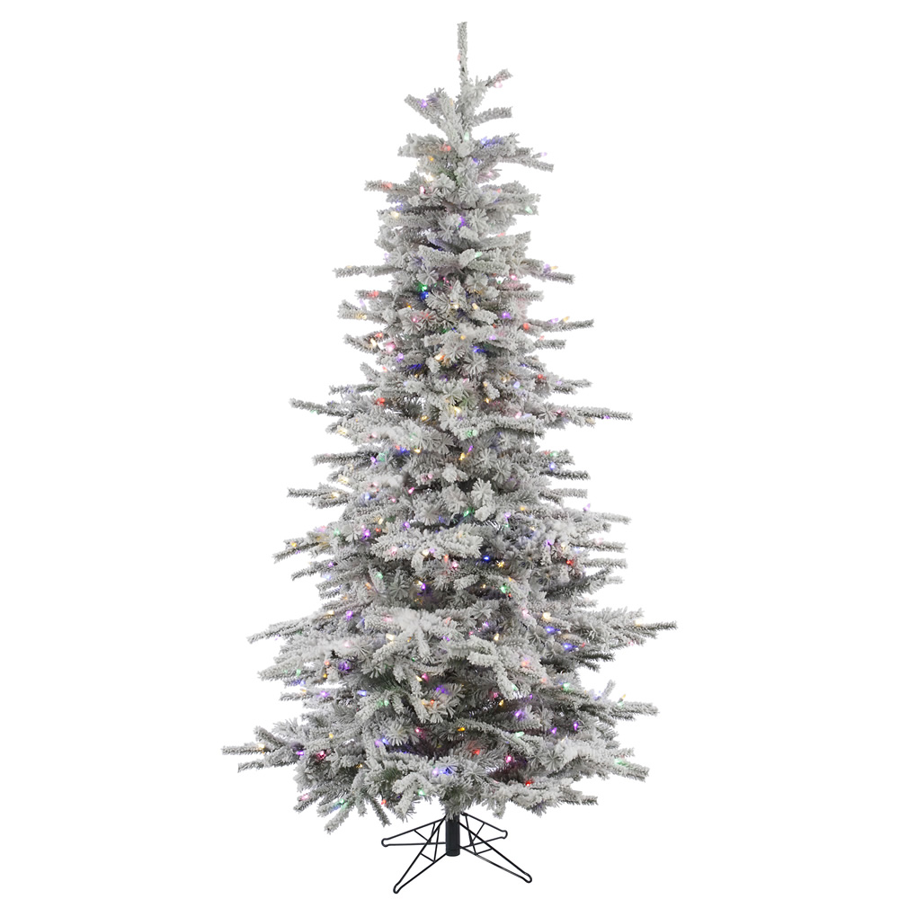 Vickerman Flocked Sierra Fir Slim Artificial Christmas Tree