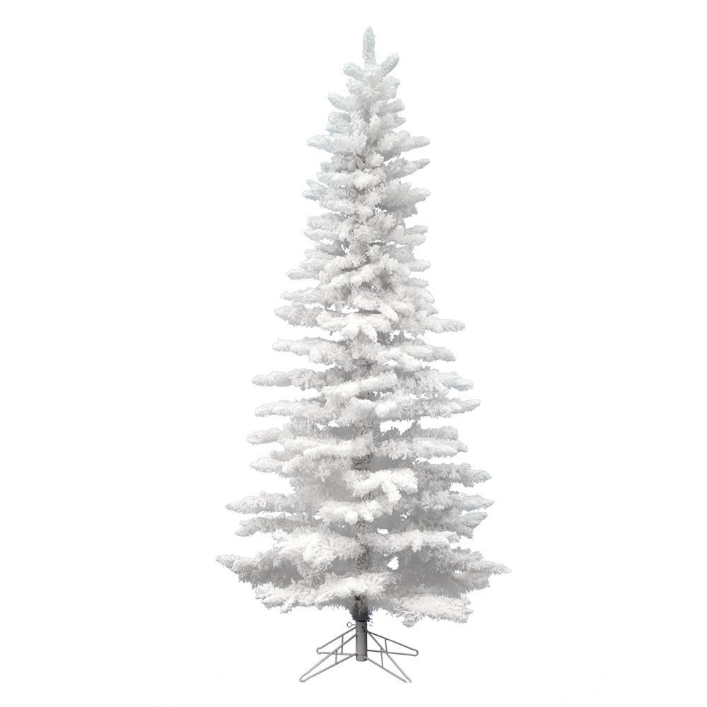 Vickerman Flocked White Spruce Slim Artificial Christmas Tree