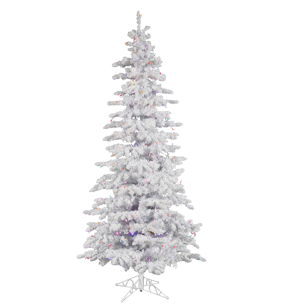 Vickerman Flocked White Spruce Slim Artificial Christmas Tree