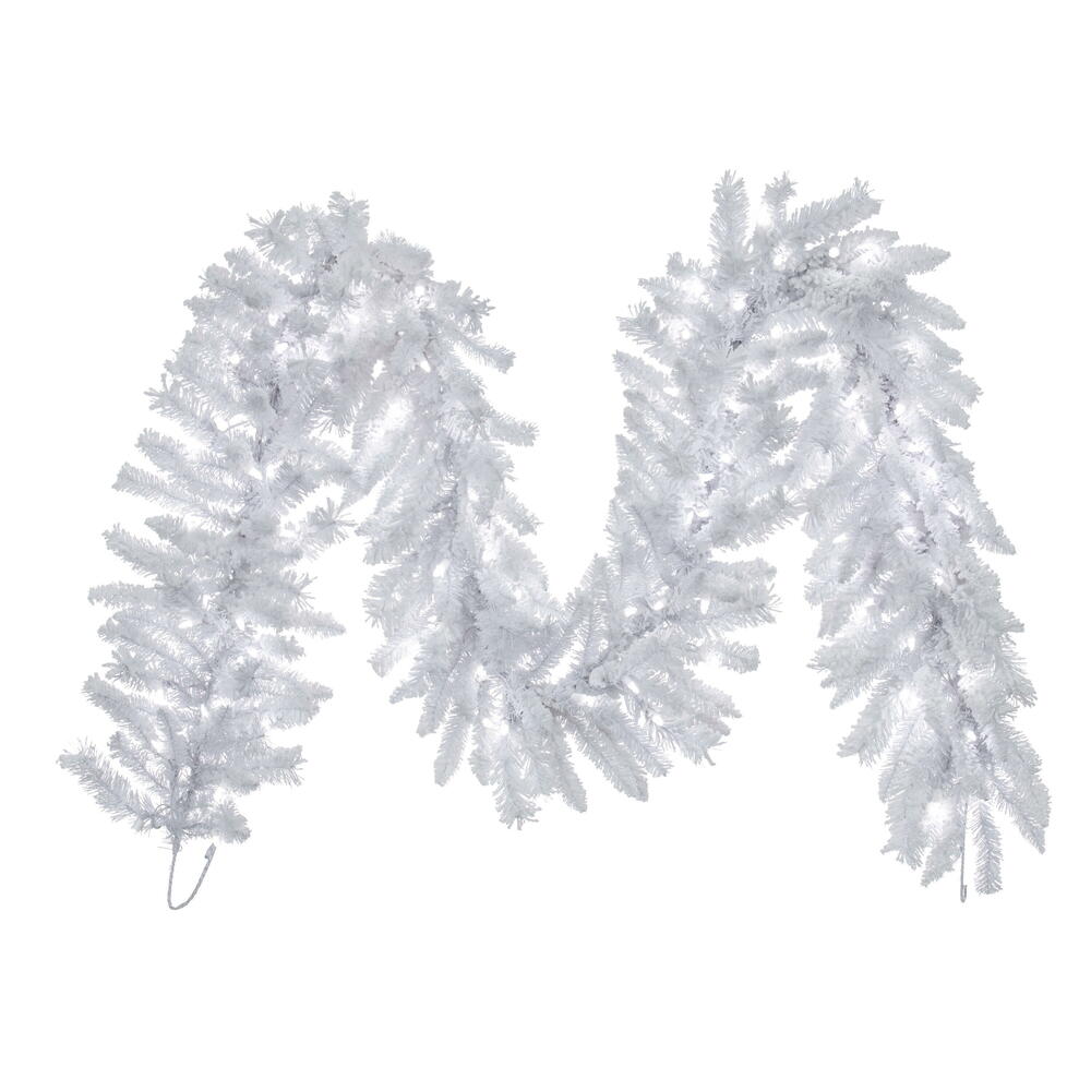 Vickerman Flocked White Artificial Garland