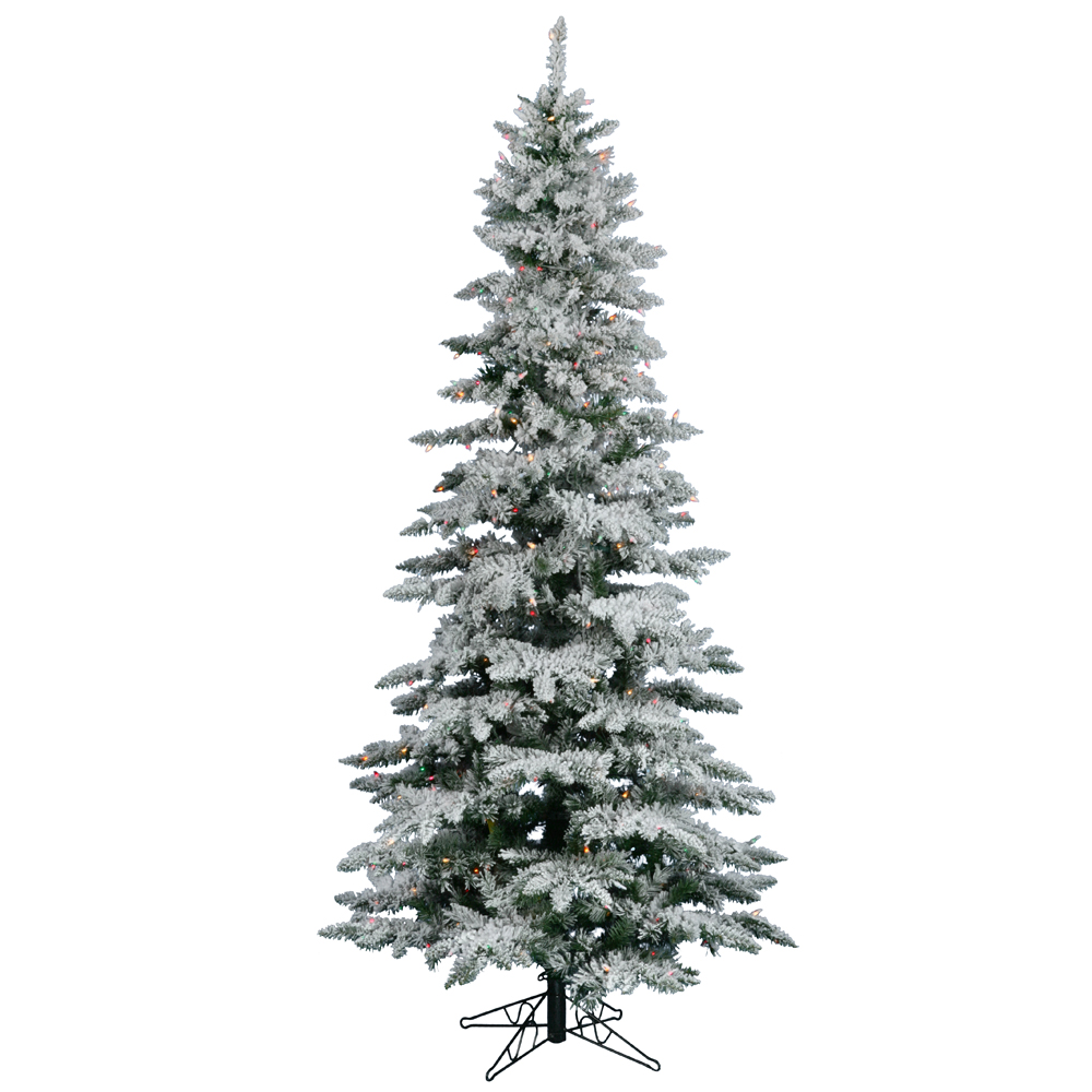 Vickerman Flocked Utica Fir Slim Artificial Christmas Tree