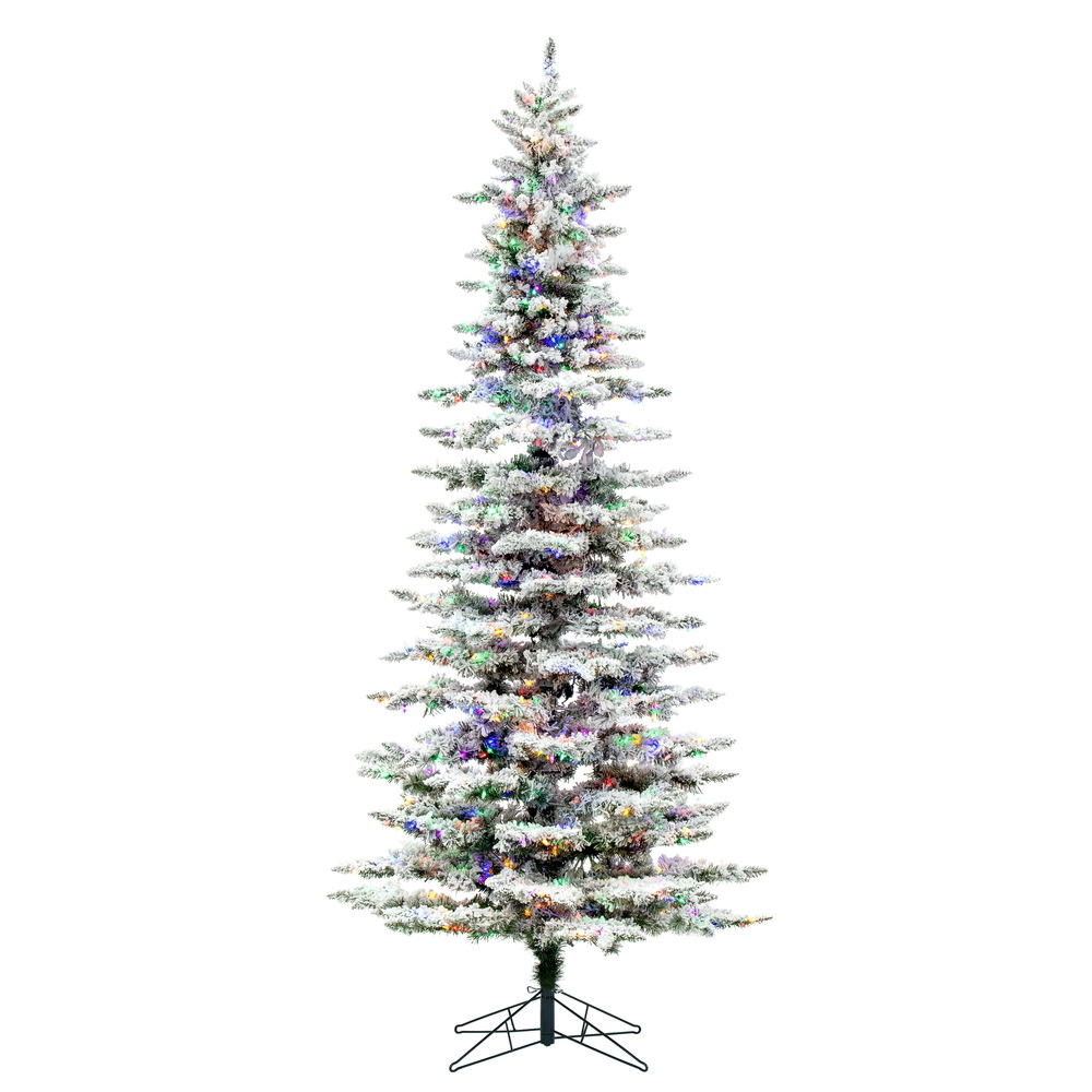 Vickerman Flocked Utica Fir Slim Artificial Christmas Tree
