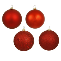 4" Red 4 Finish Ball Asst 12/Bx