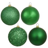 6" Green 4 Finish Ball Orn Box of 4