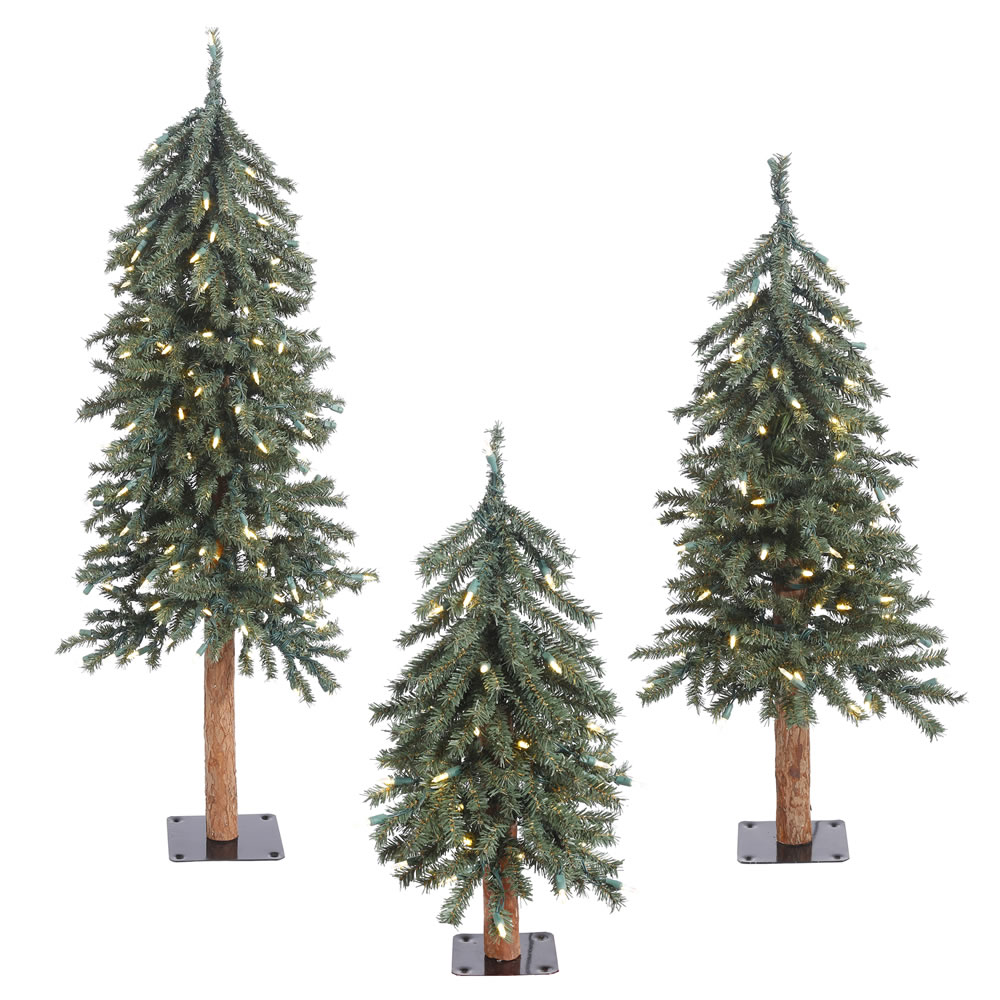 Vickerman Natural Bark Alpine Artificial Christmas Tree Set