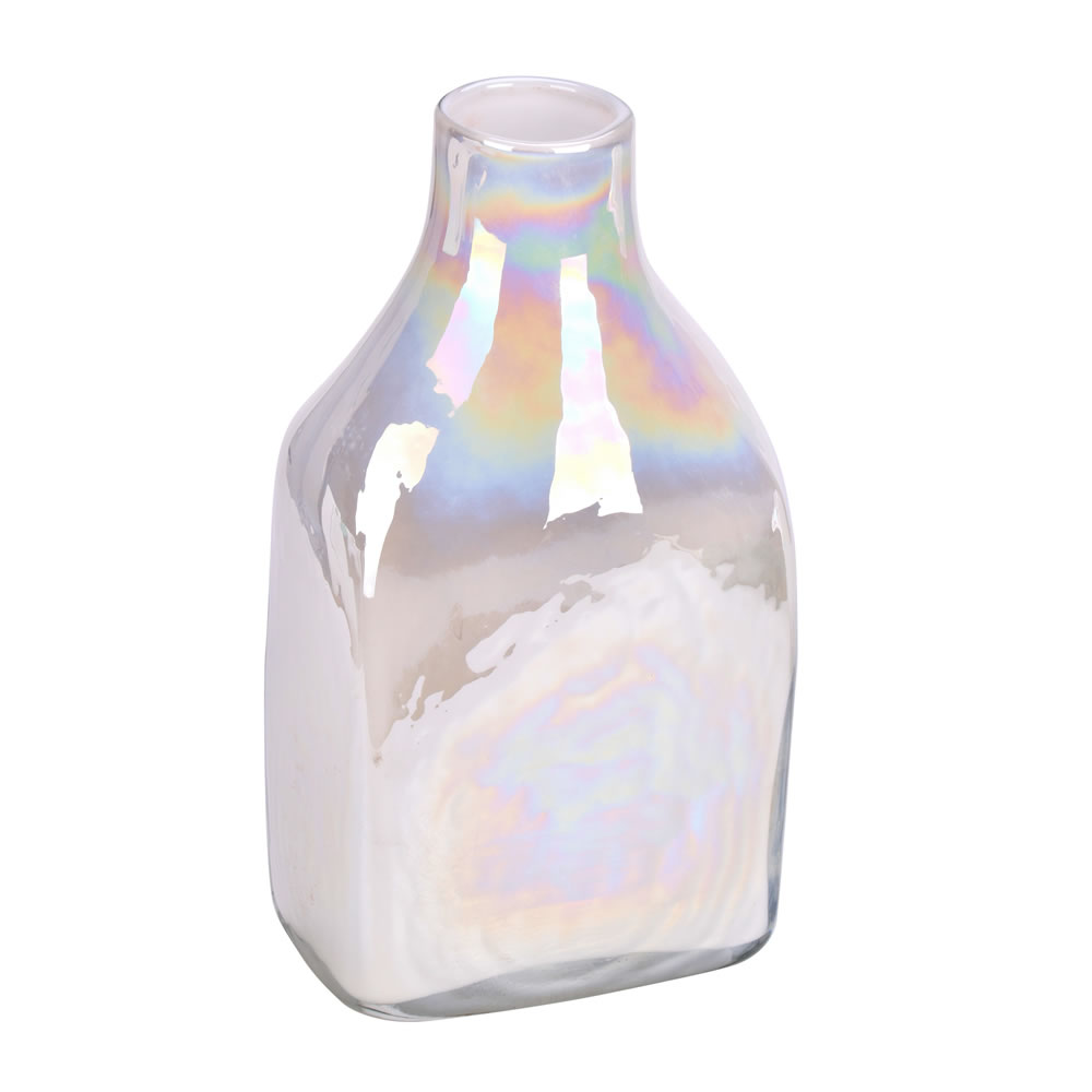Vickerman White Enamel Glass Bottle Vase