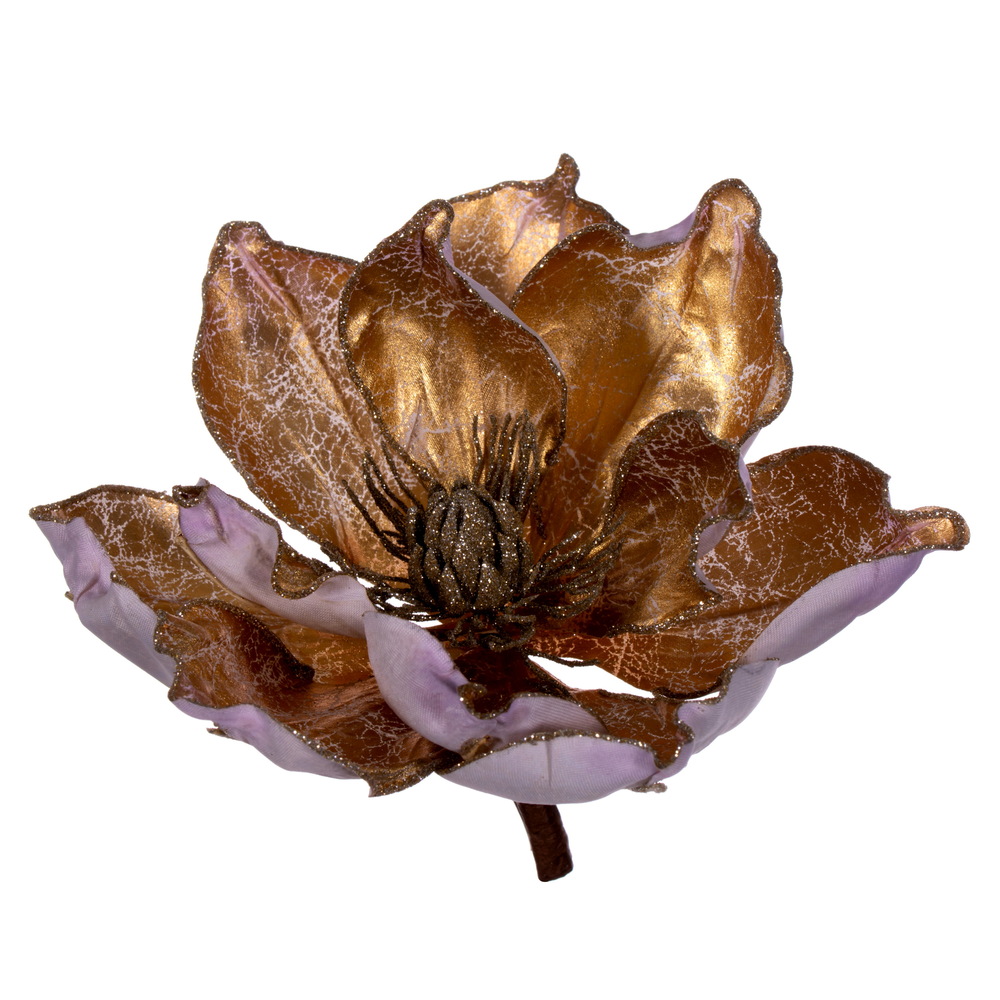 Vickerman 7" Gold Glitter Magnolia Clip