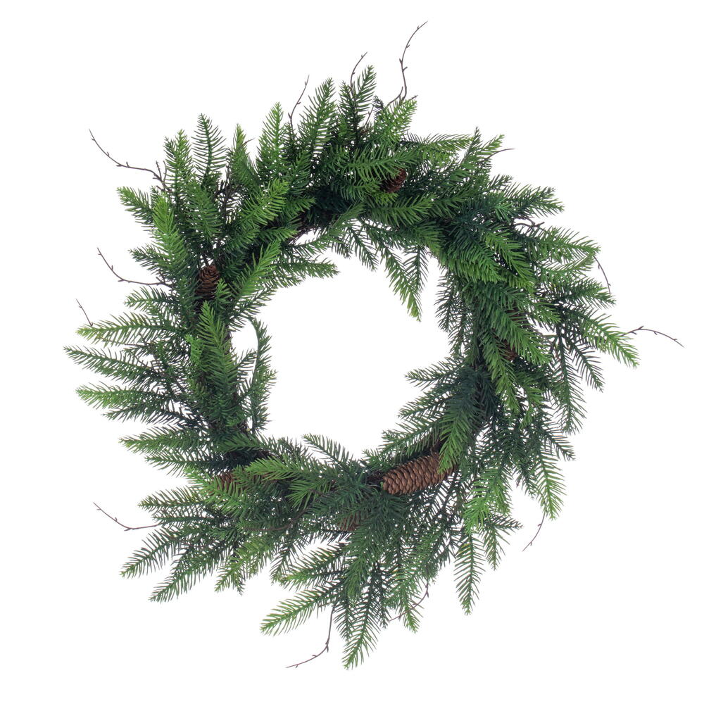 24" Green Green Cedar Pinecone Wreath
