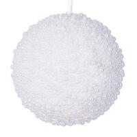6" White Pearl Ball Ornament 2/Bag