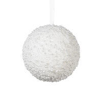 8" White Pearl Ball Ornament 2/Bag