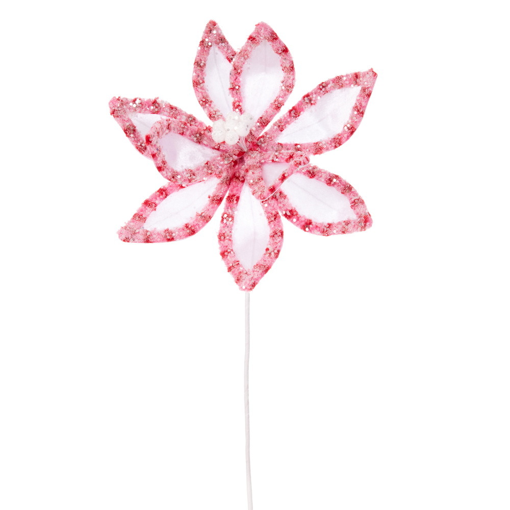 Vickerman 22" Frosted Peppermint Trim Poinsettia