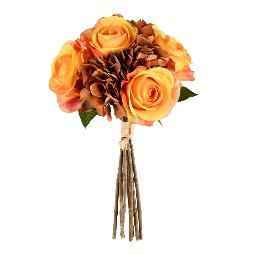Vickerman 13" Artificial Rose and Hydrangea Bouquet