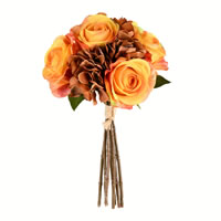 Vickerman 13" Artificial Rose and Hydrangea Bouquet