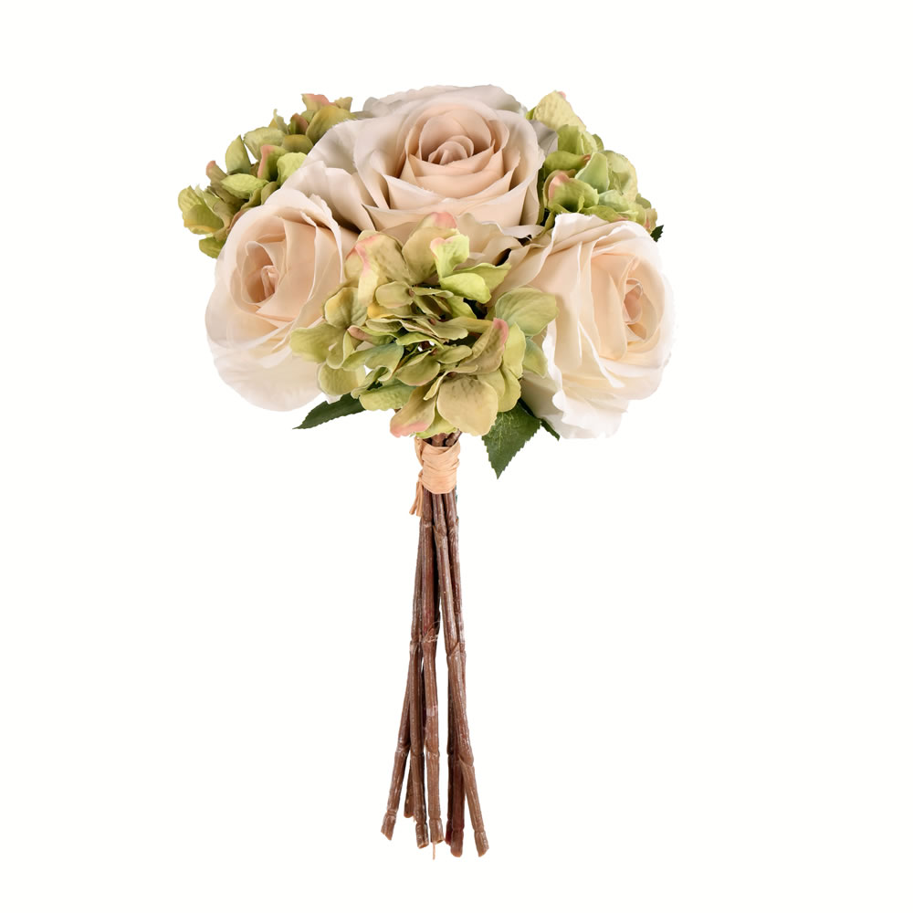 Vickerman 13" Artificial Rose and Hydrangea Bouquet