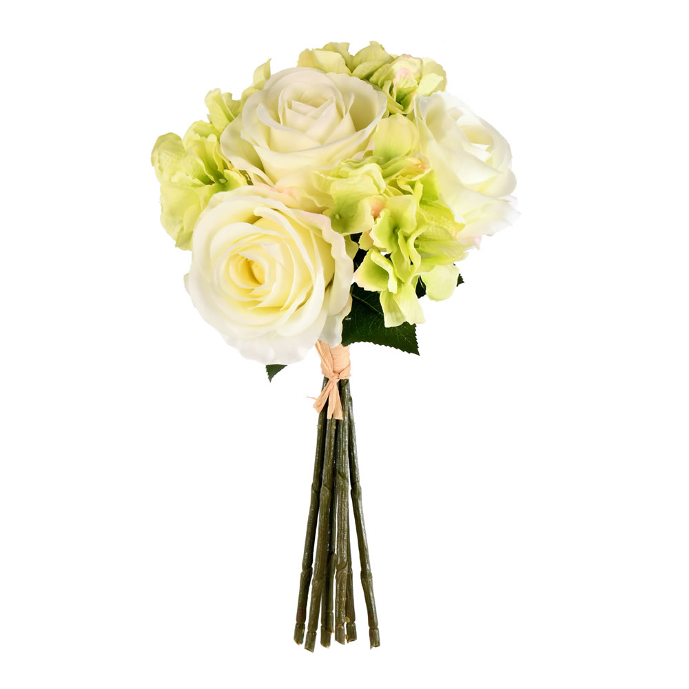 Vickerman 13" Artificial Rose and Hydrangea Bouquet