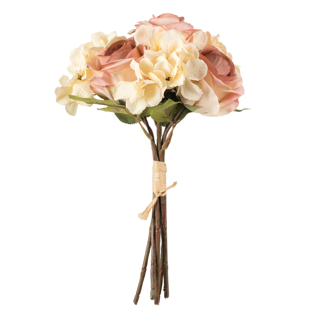 Vickerman 13" Artificial Rose and Hydrangea Bouquet