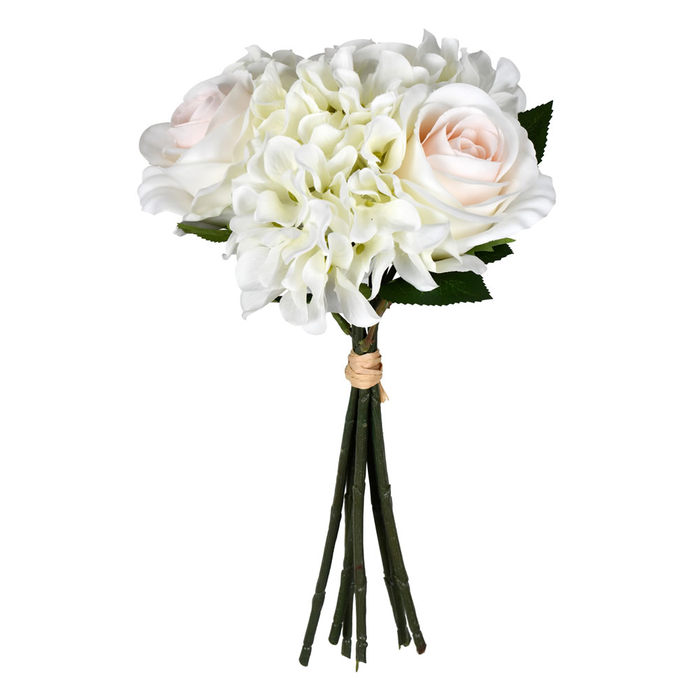 Vickerman 14" Artificial Rose and Hydrangea Bundle