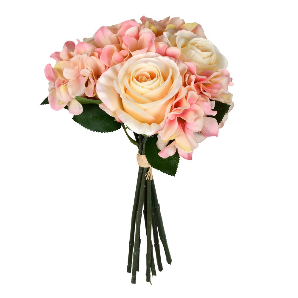 Vickerman 14" Artificial Rose and Hydrangea Bundle