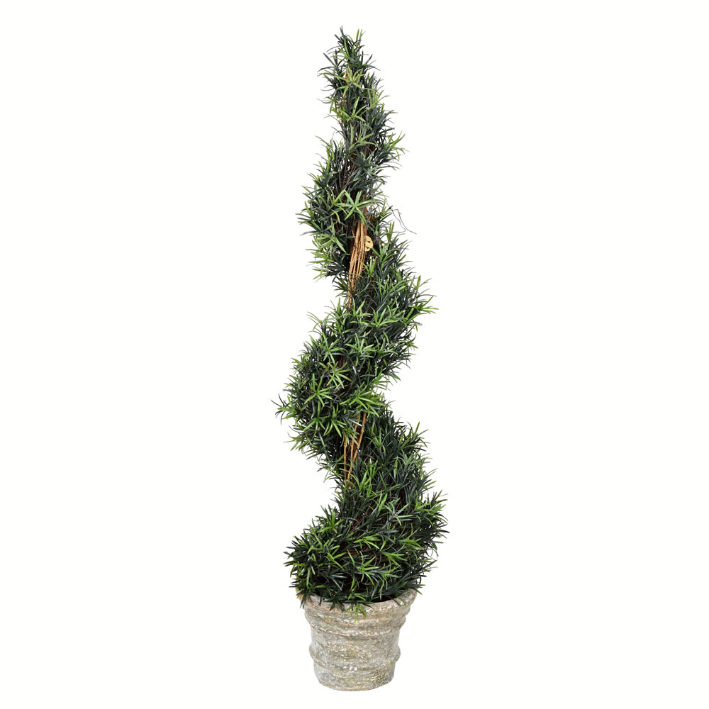 Vickerman Artificial Potted Green Rosemary Spiral Tree