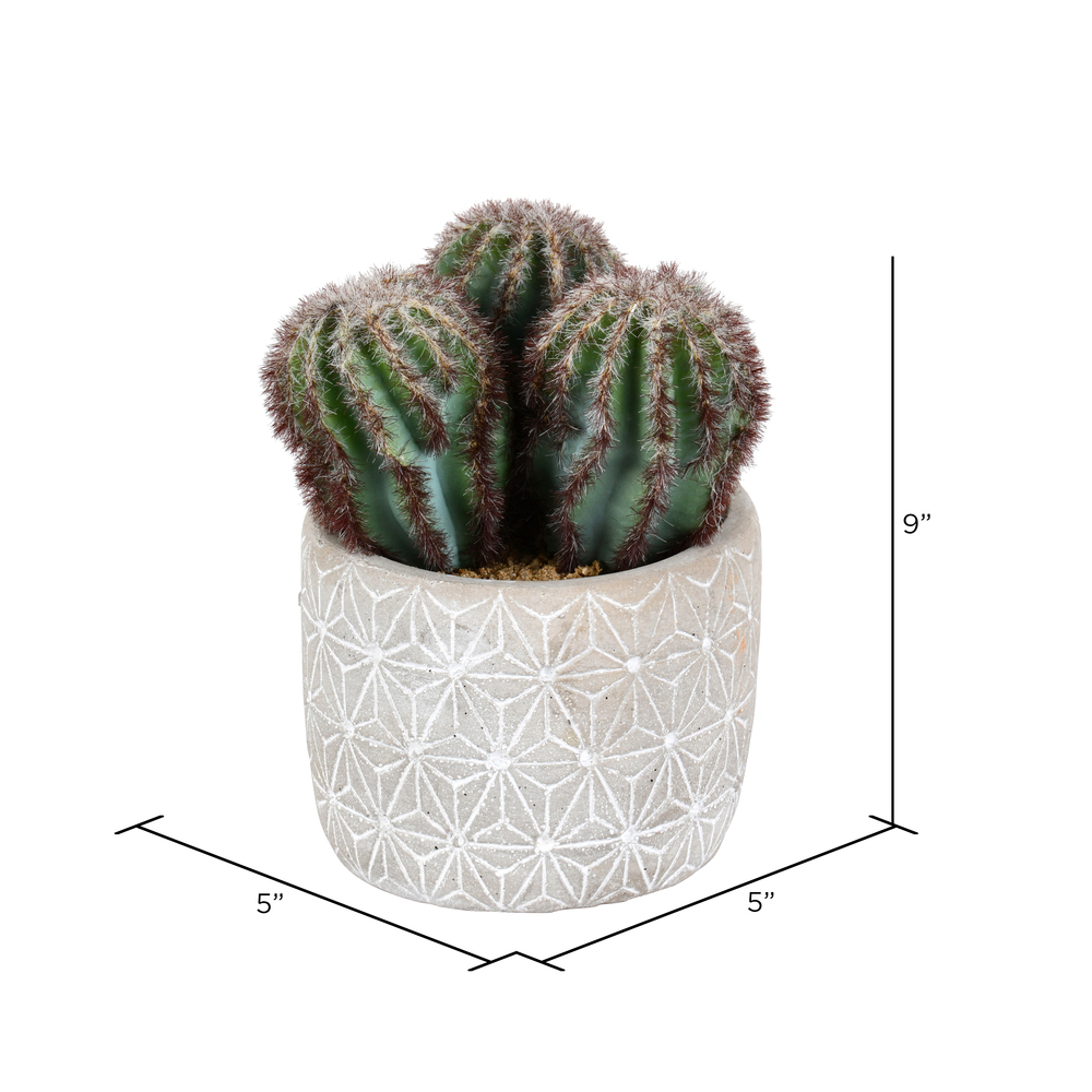 9" Green Potted Cactus